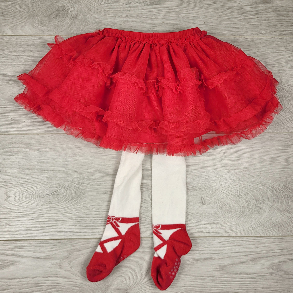 KAMG11 - Children's Place red tutu skirt with attached leggings. Size 9-12 months