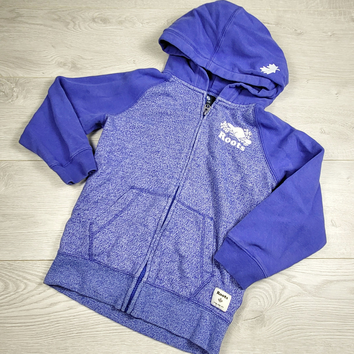 MRSH1 - Roots purple zip up hoodie. Size 7/8