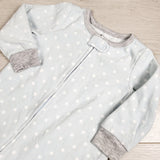 EHEM1 - Carters light blue polka dot zippered fleece sleeper. Size 12 months