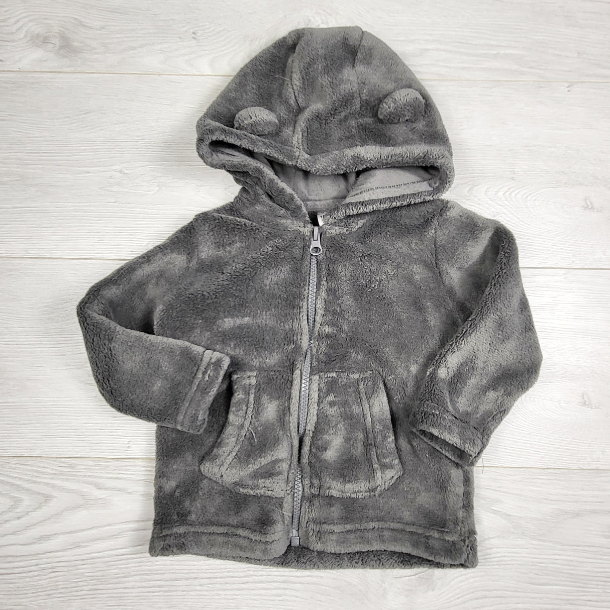 TEMA11 - George grey plush hoodie. Size 18-24 months