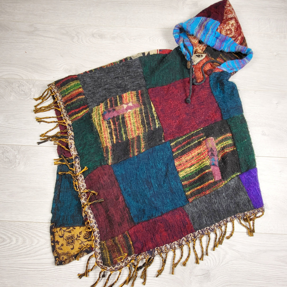 TEMA11 - Jo Jo's Emporium patchwork style hooded poncho