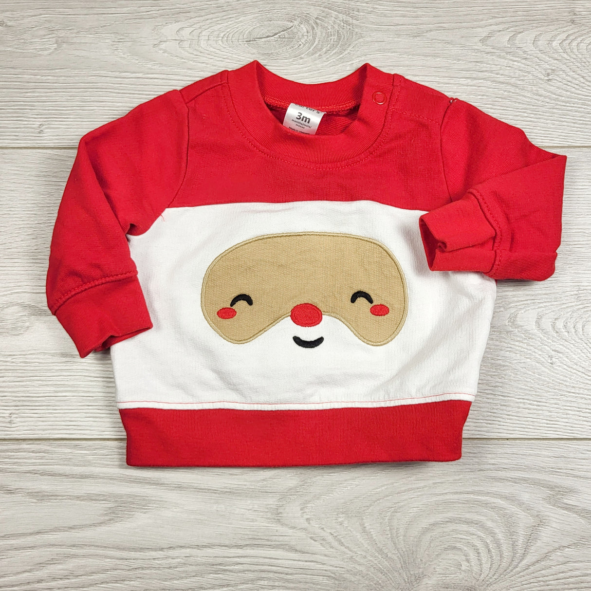 RXC1 - Carters red Santa sweatshirt. Size 3 months