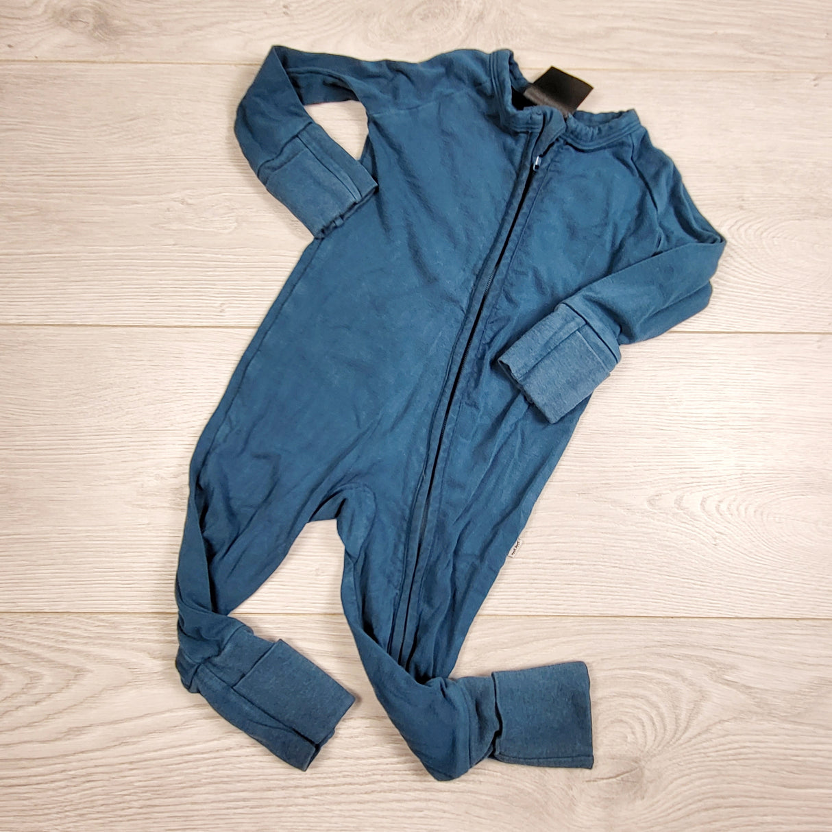 RXC1 - Little Sleepies teal zip up bamboo blend sleeper. Size 3-6 months