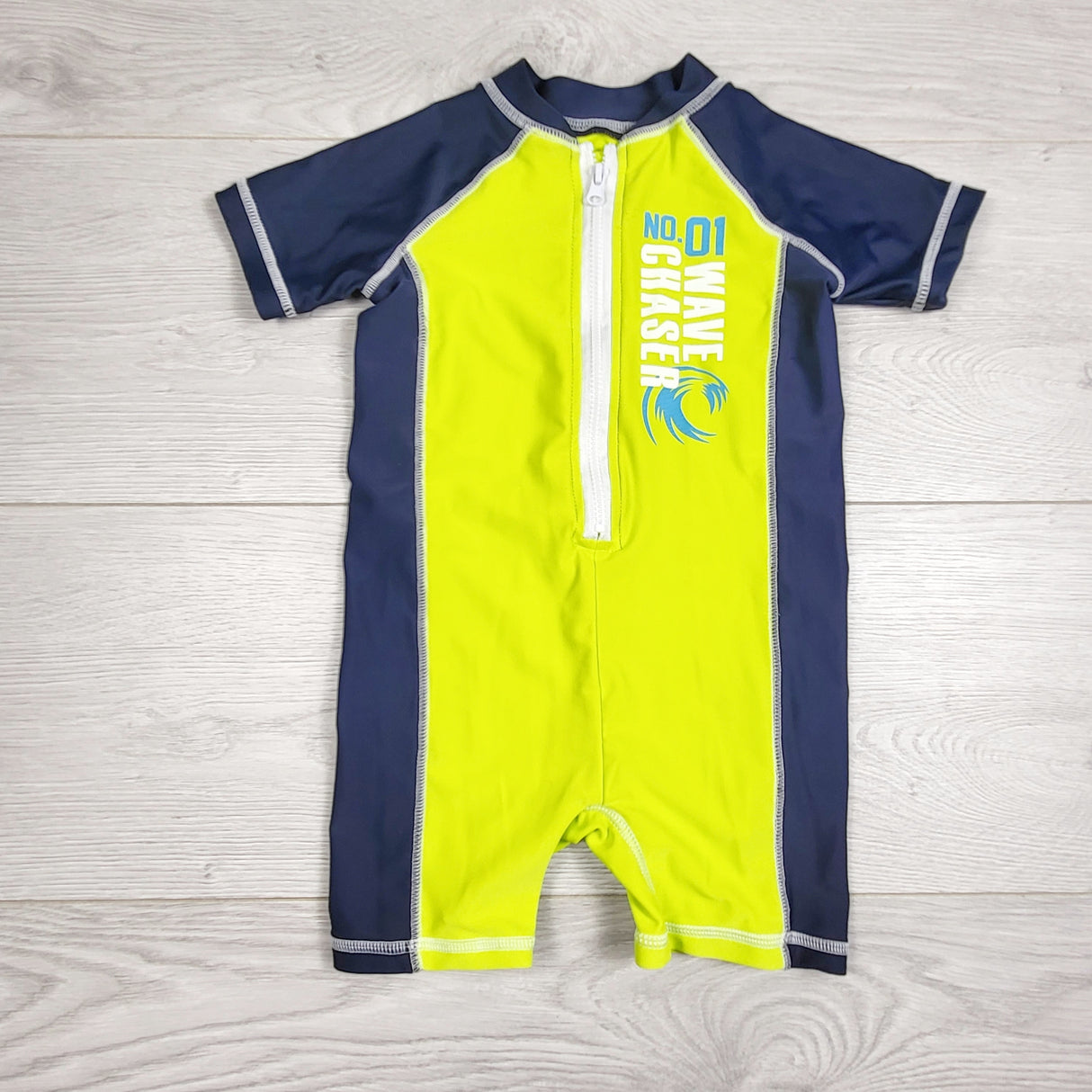 RXC1 - Koala Baby navy and yellow one piece rash guard. Size 6-9 months