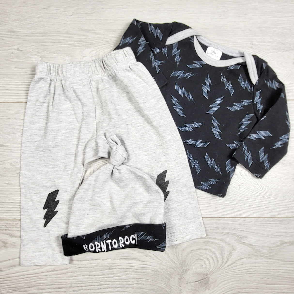 RXC1 - Little Beginnings 3pc "Born to Rock" set. Size 0-3 months