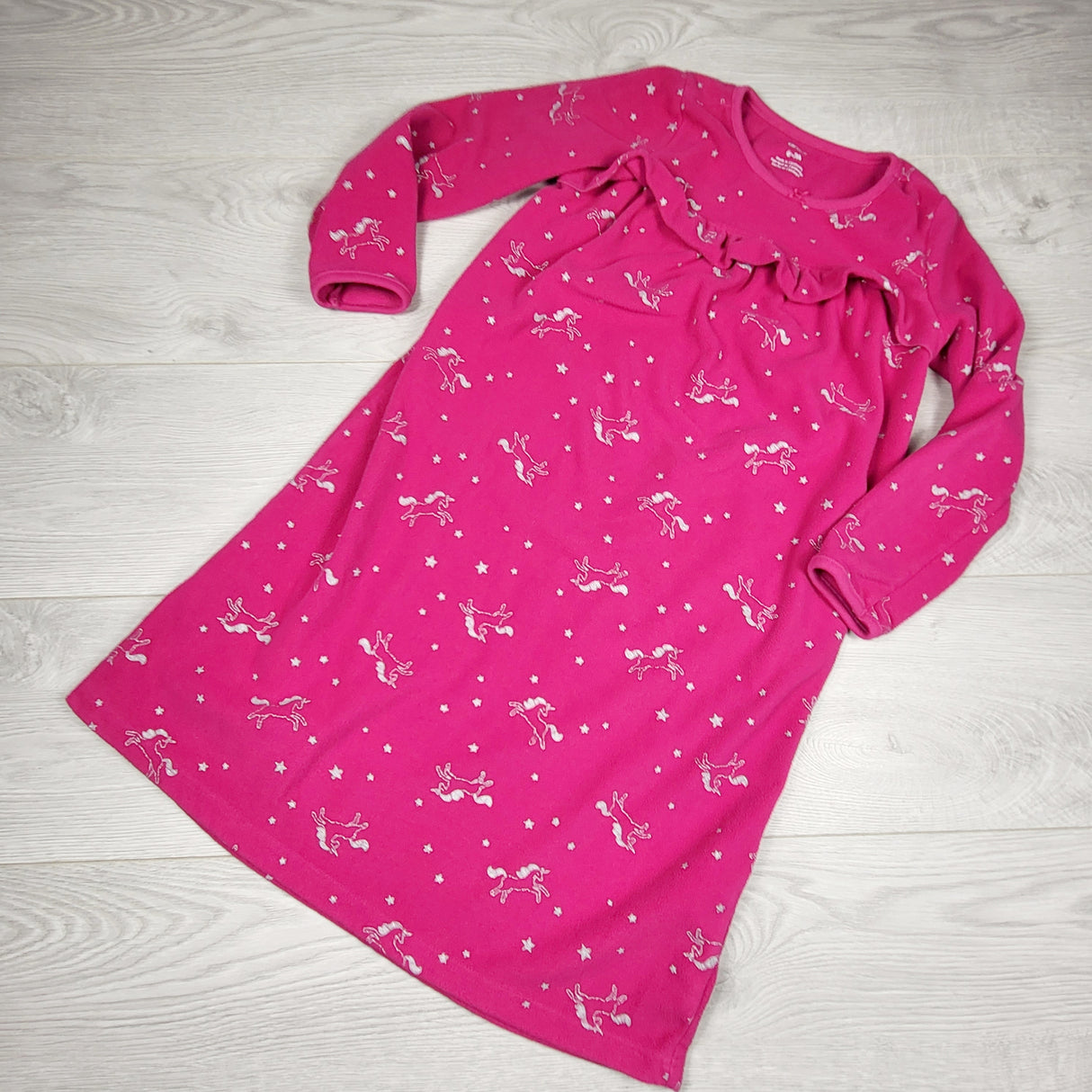DAMO1 - Carters pink fleece unicorn nightgown. Size 6/7