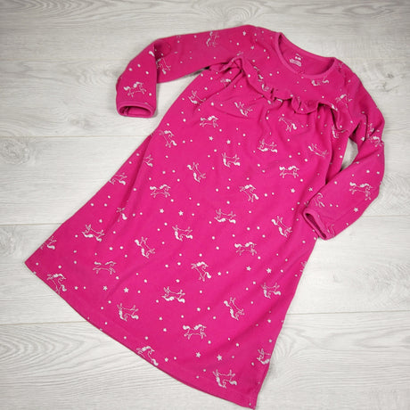 DAMO1 - Carters pink fleece unicorn nightgown. Size 6/7