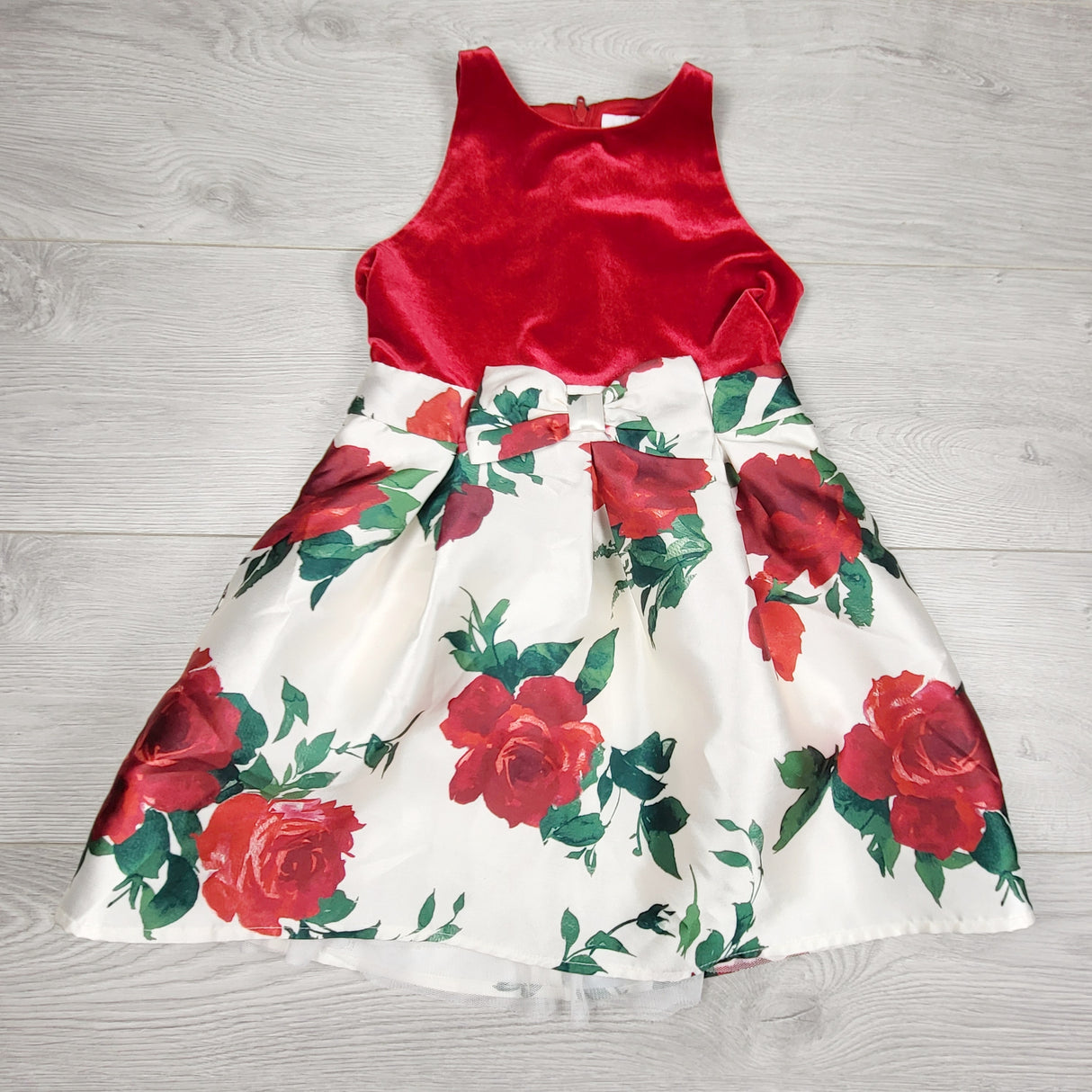 DAMO1 - Children's Place red and white floral print special occasion dress. Size 6