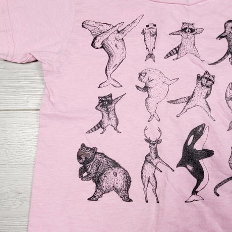 DAMO1 - Pina Styles pink t-shirt with dabbing animals. Size 6