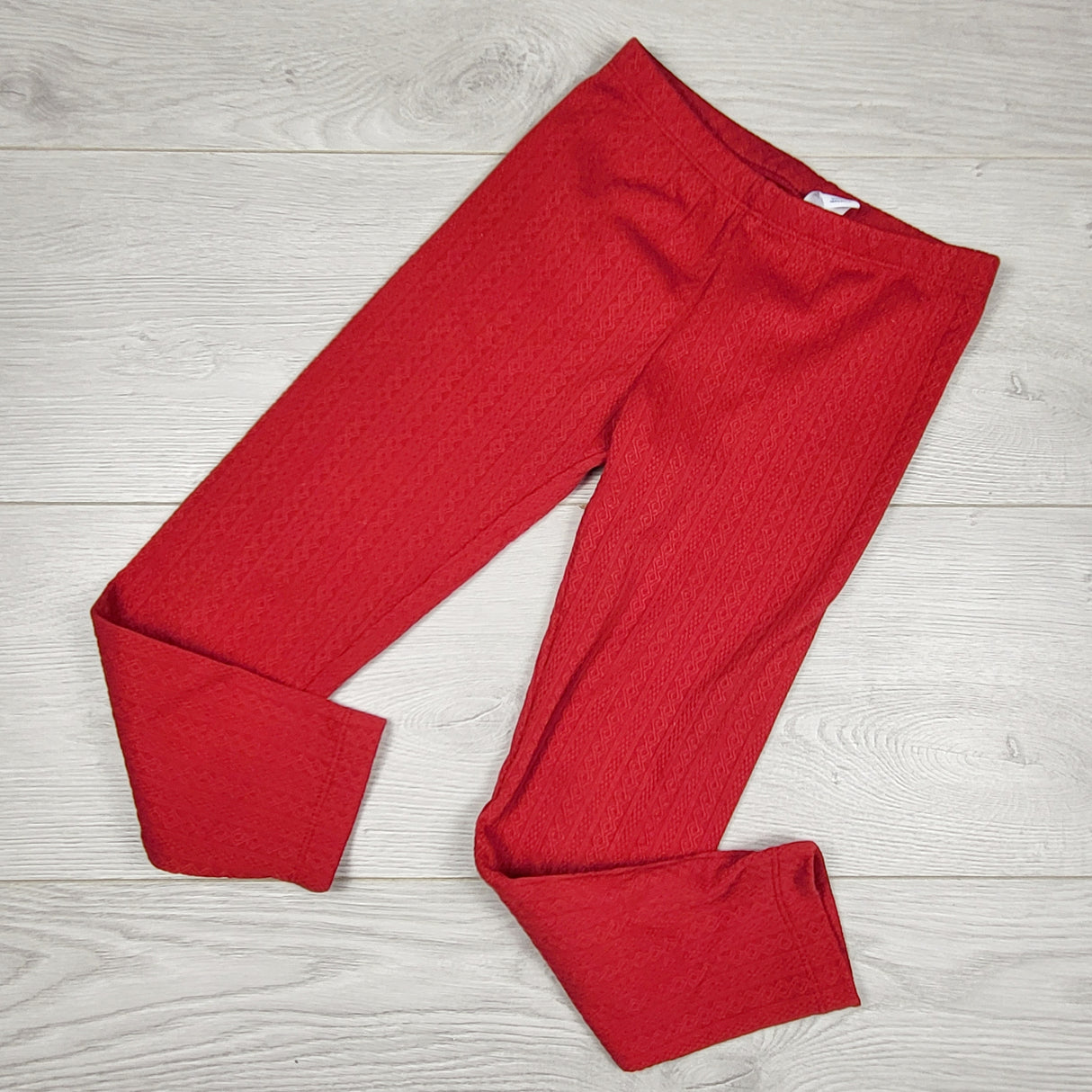 DAMO1 - Old red cable knit pattern leggings. Size 5T