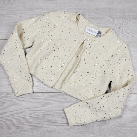 DAMO1 - Children's Place cream and gold sweater with sequins. Size 5/6
