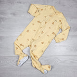 AMST4- Pekkle yellow zippered cotton sleeper with macaroni and cheese. Size 18 months