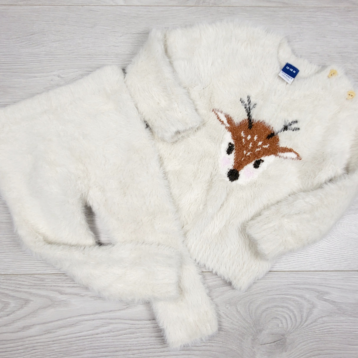 AMST4 - Old Navy super soft and fuzzy 2pc reindeer set. Size 12-18 months