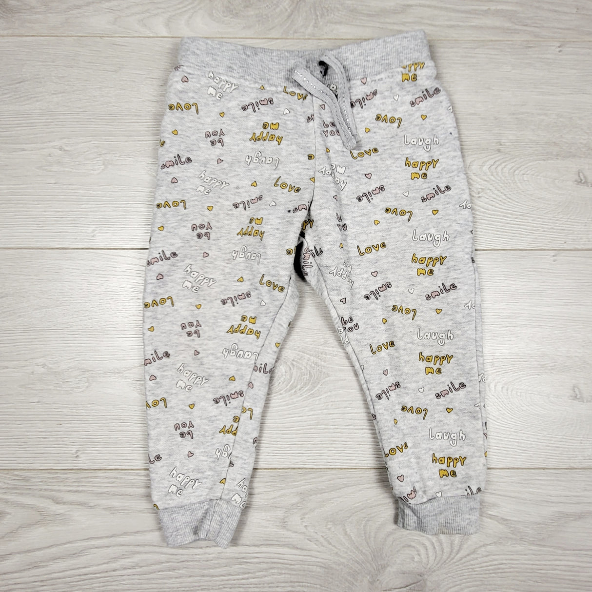 AMST4 - Primark grey sweatpants "Love, Smile, Be You." Size 12-18 months