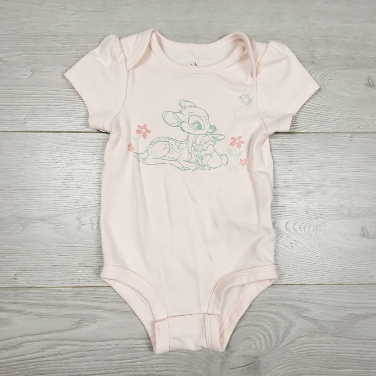 AMST4 - Disney pale pink Bambi bodysuit. Size 12 months