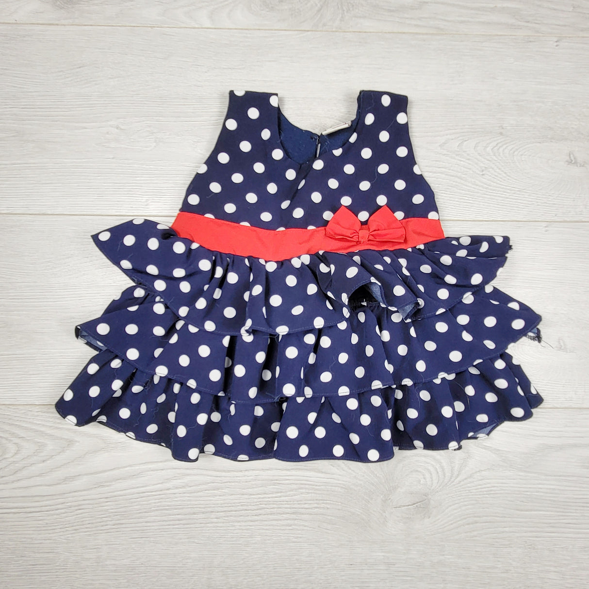 AMST4 - Kaothung navy polka dot special occasion dress. Size 1 Year