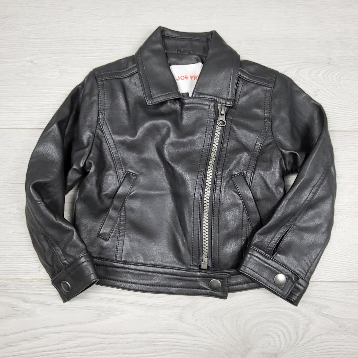 AMST4 - Joe black faux leather biker jacket. Size 12-18 months