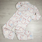 DLJ1 - Child of Mine grey zippered fleece sleeper with penguins. Size 8