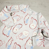 DLJ1 - Child of Mine grey zippered fleece sleeper with penguins. Size 8