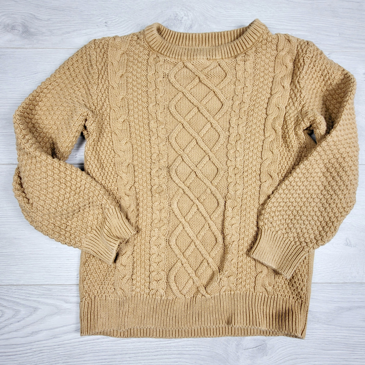 DLJ1 - Old Navy tan cable knit sweater. Size 8