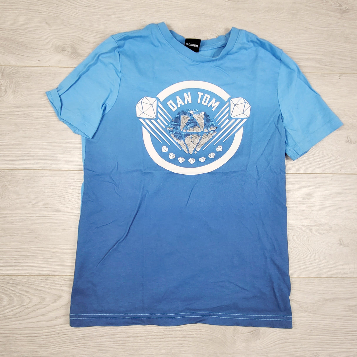 MRSH2 - DanDTM (YouTuber)  blue diamond t-shirt with flip sequins. Size 8/9