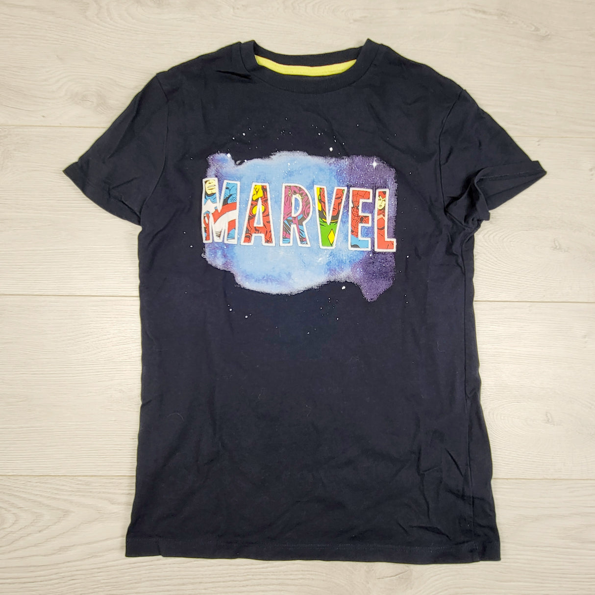 MRSH2 - Marks and Spencer navy Marvel t-shirt. Size 10/11