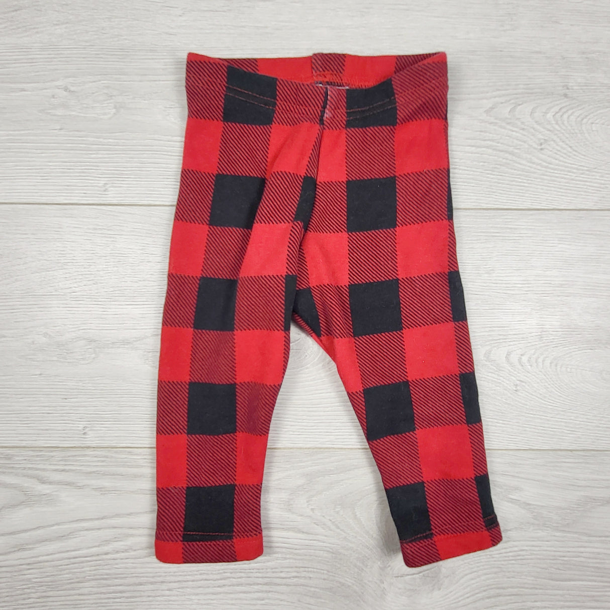 KAMG22 - Carters red buffalo plaid minky lined cozy leggings. Size 12 months