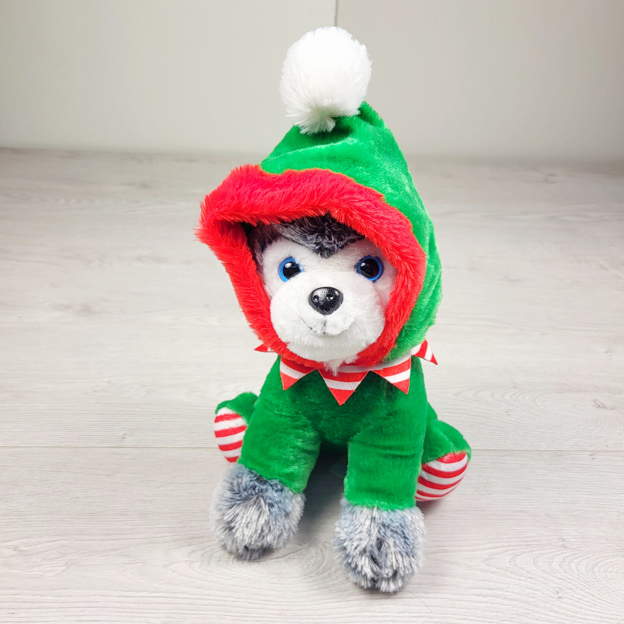 RXC - Holiday Time plush Husky in elf hoodie