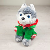RXC - Holiday Time plush Husky in elf hoodie