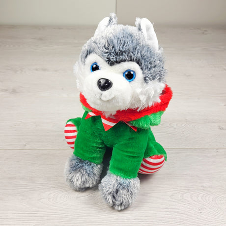 RXC - Holiday Time plush Husky in elf hoodie