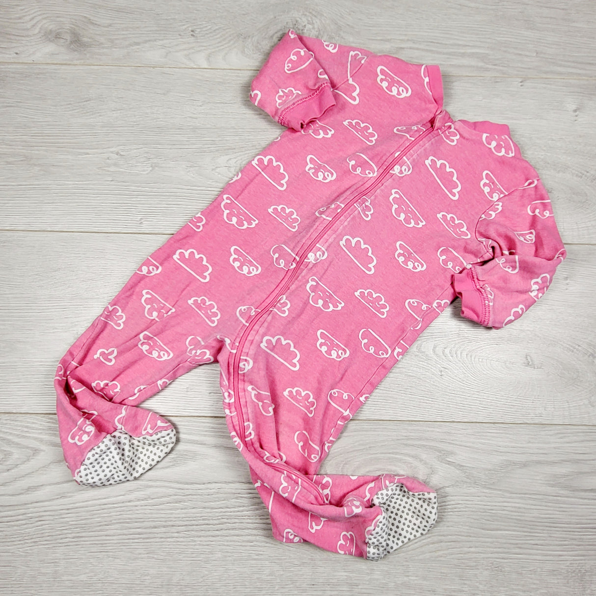 MWLL5 - George pink zippered cotton cloud sleeper. Size 12-18 months