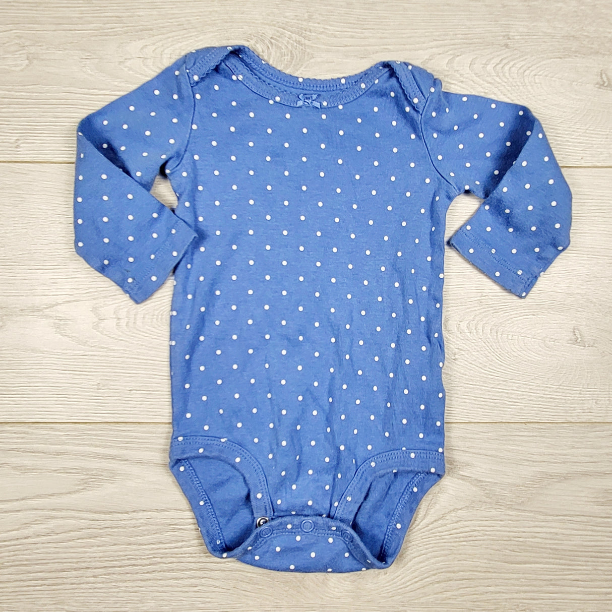 MWLL5- Carters blue polka dot bodysuit. Size 9 months