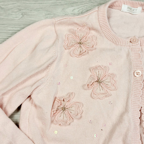 VIBU1 - Next pink sweater with fabric flowers. Size 4/5T