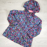 VIBU1 - Carters navy fleece lined floral print rain coat. Size 3T