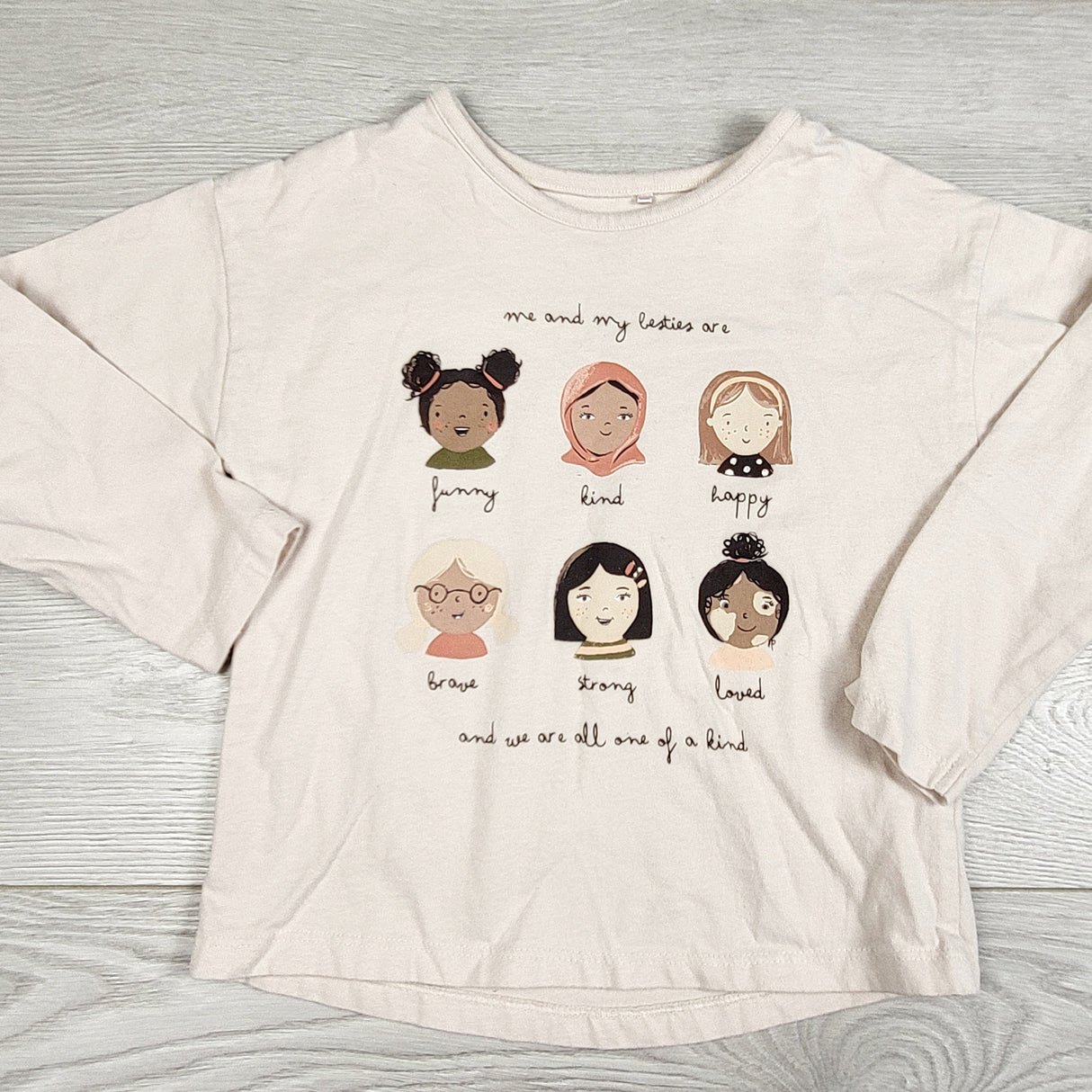 VIBU1 - George UK beige "Me and My Besties" top. Size 3/4T