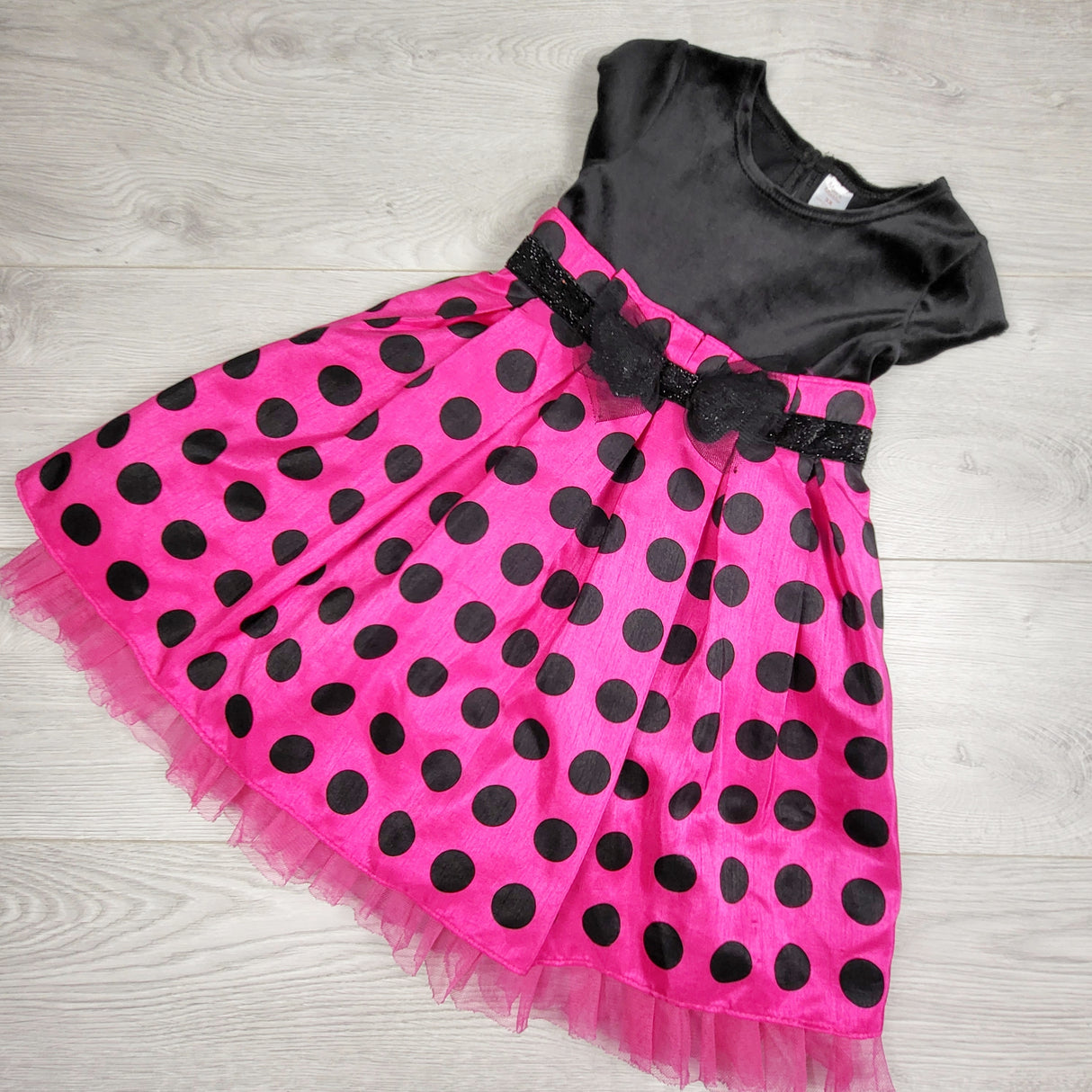 RABR1 - Marc and Maddie black and pink polka dot special occasion dress. Size 3X
