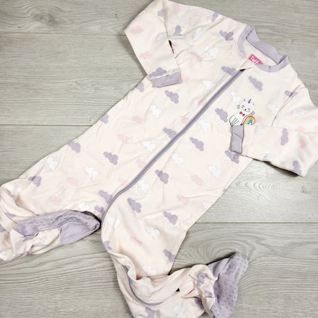 RABR1 - Tuffy pink zippered sleeper with clouds. Size 24 months