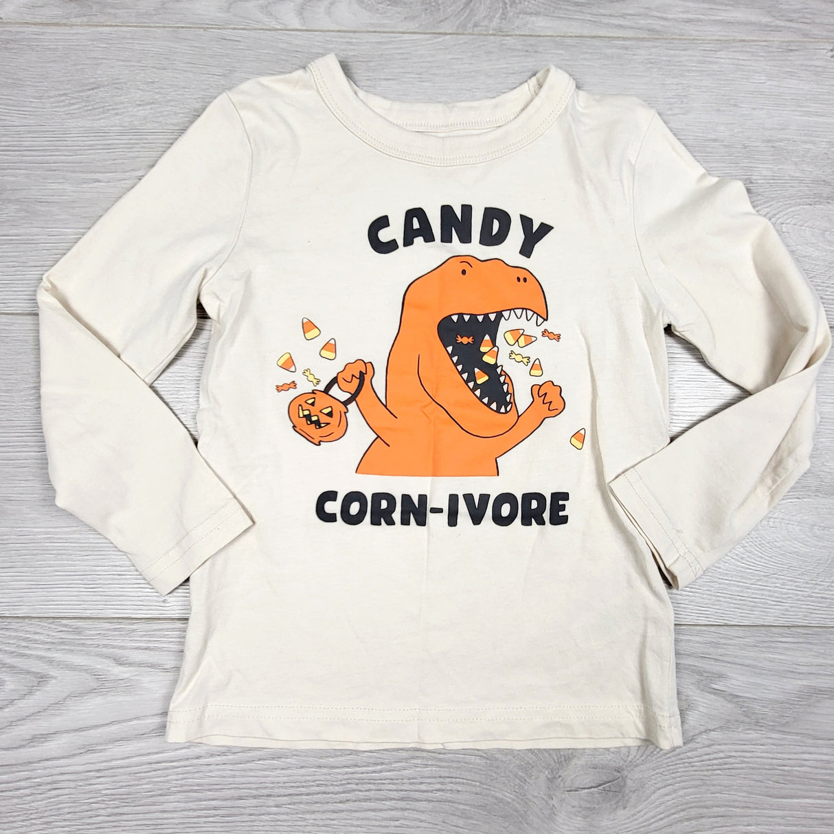 VIBU2 - Joe "Candy Corn-ivore" long sleeved top. Size 4T