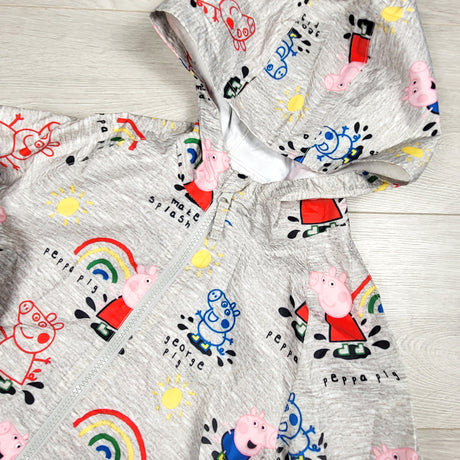 VIBU2 - Peppa Pig grey lightweight packable rain coat (not lined). Size 3/4T