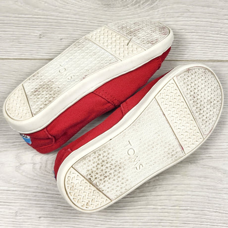VIBU2 - Toms red canvas slip on shoes. Size 11