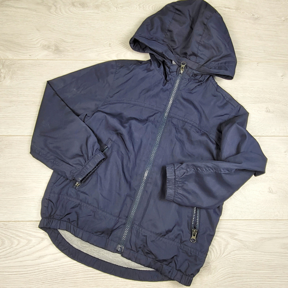 VIBU2 - Gap navy jersey lined hooded lightweight jacket. Size XS (4/5T)
