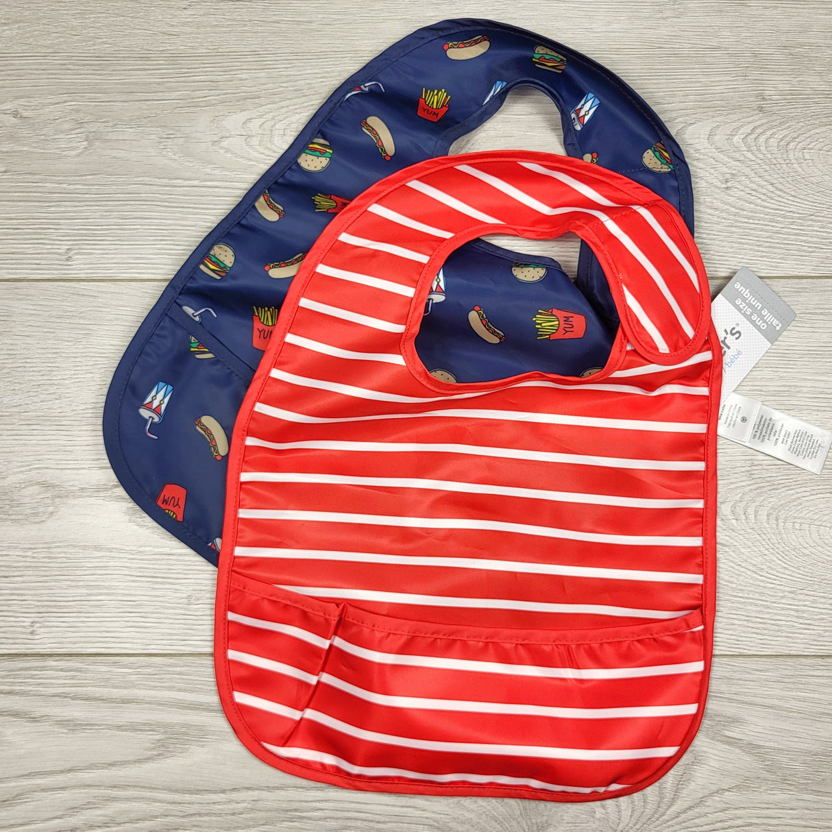 KAMG3 - Carters red and navy 2pc bib set