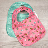 KAMG3 - NEW - Carters teal and pink 2pc bib set.