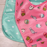KAMG3 - NEW - Carters teal and pink 2pc bib set.
