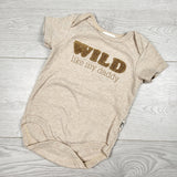 KAMG3 - Rabbit + Bear beige "Wild Like My Daddy" bodysuit. Size 6-9 months