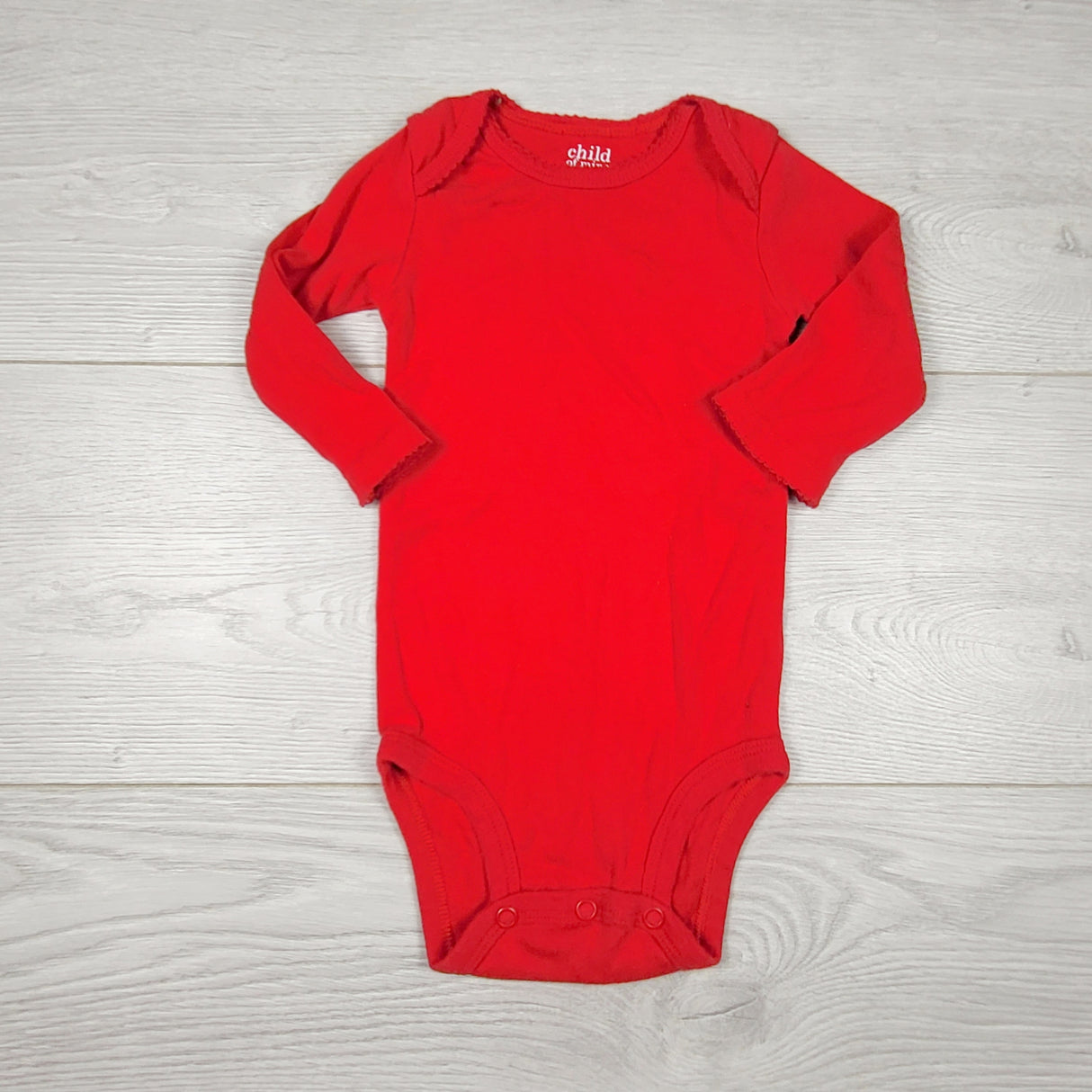 VIBU33 - Child of Mine red long sleeved bodysuit. Size 3-6 months