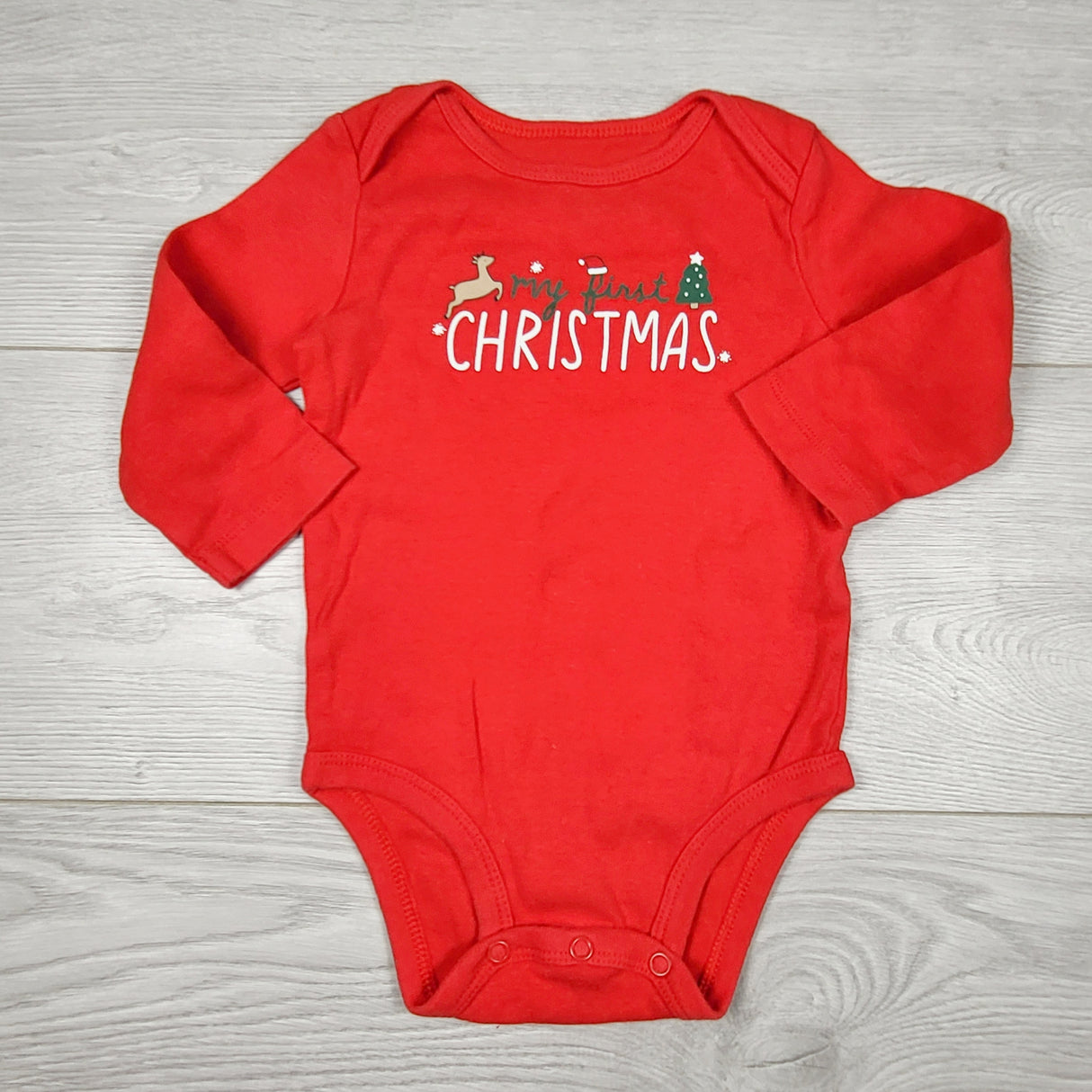 VIBU33 - Carters red "My First Christmas" bodysuit. Size 9 months