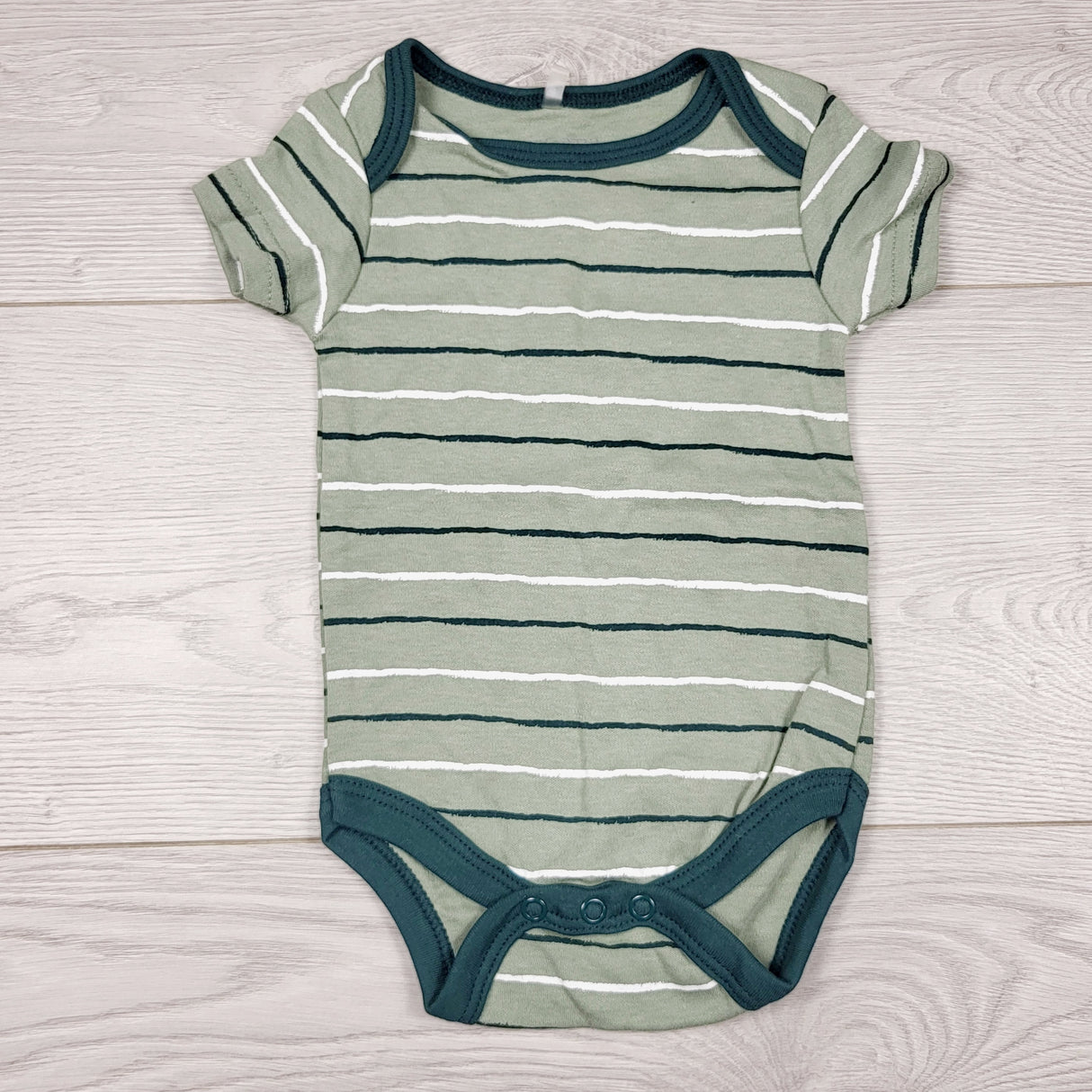 VIBU33 - Kyle and Deena green striped bodysuit. Size 0-3 months