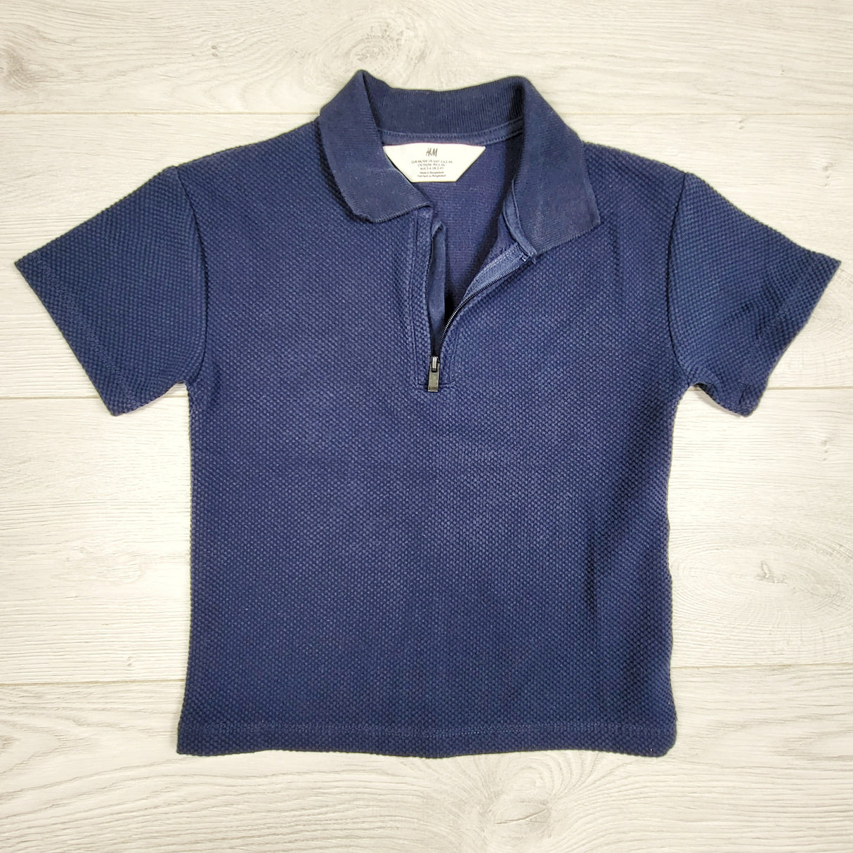 ROWB1 - H and M navy textured half-zip t-shirt. Size 2-3T
