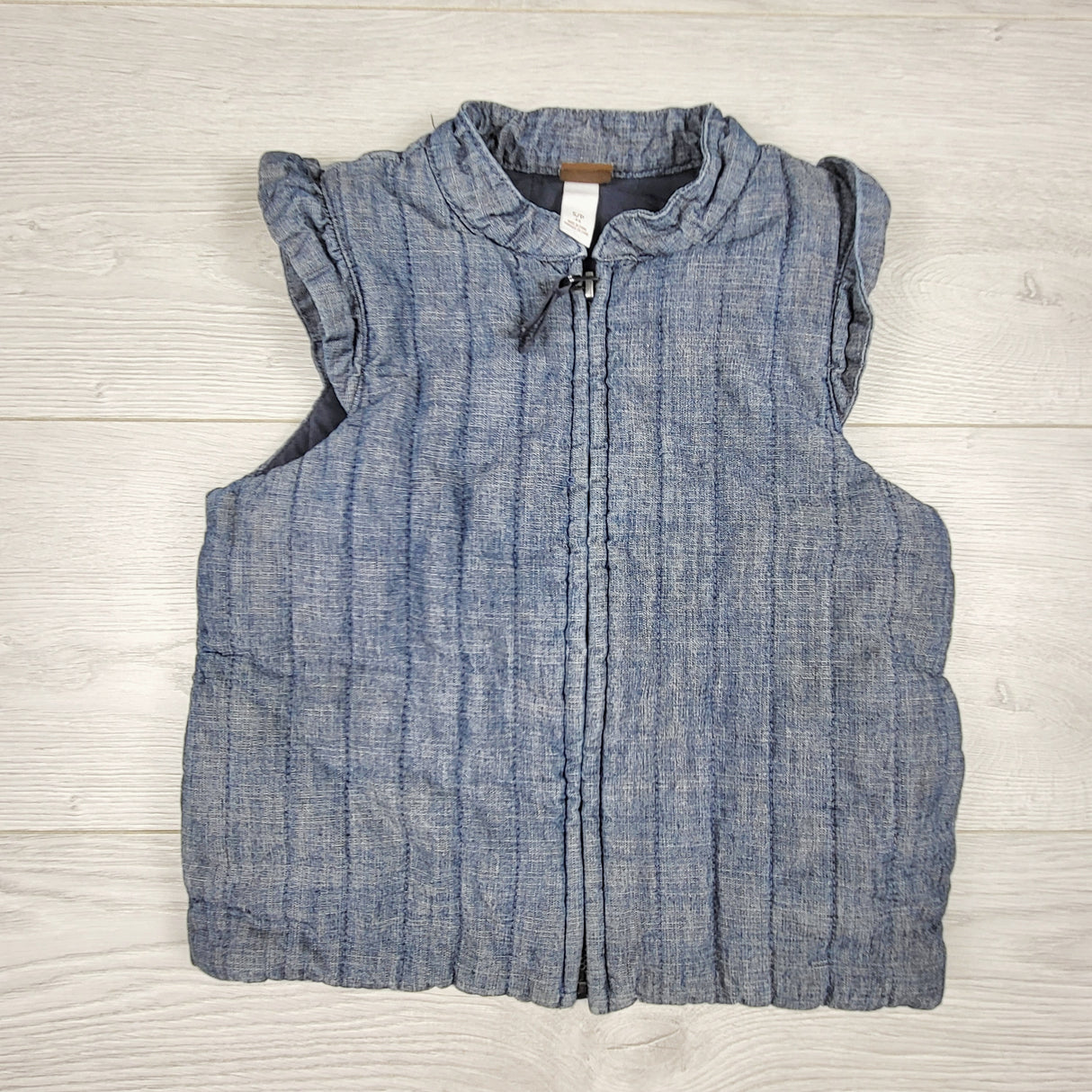 SKOT1 - Tea Collectin quilted chambray vest with fleece lining. Size 4/5T